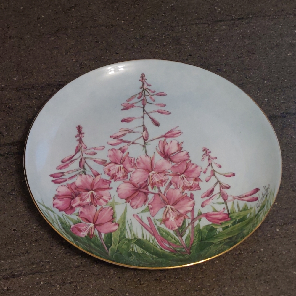 Yukon Fireweed Sunrise Bone China Collector Plate Provincial Floral Emblem